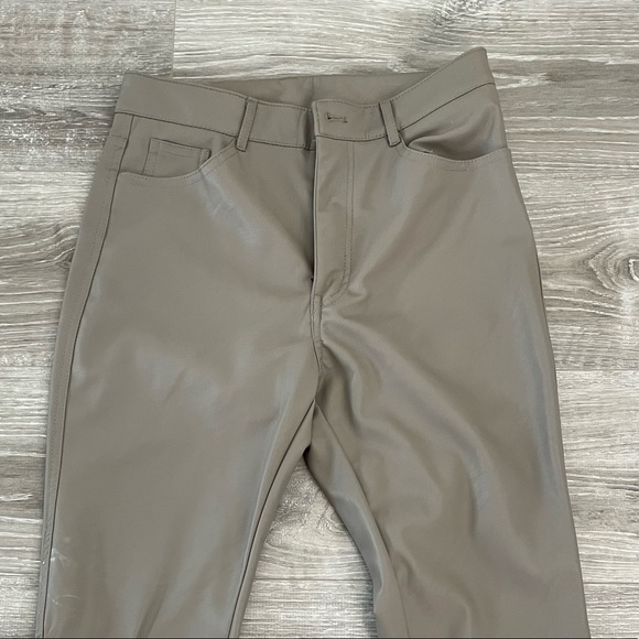 BEIGE LEATHER PANTS - Picture 1 of 3